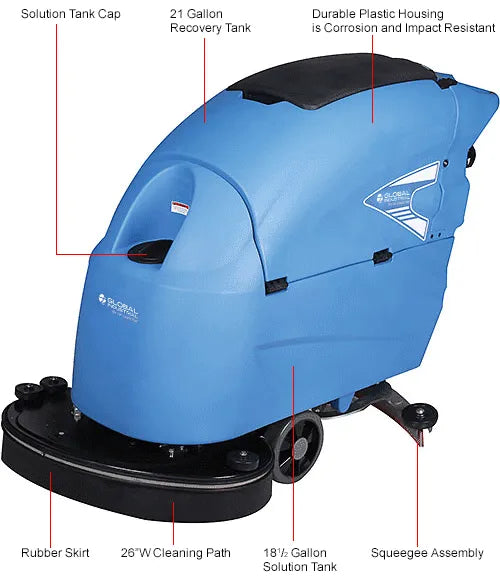 Global Industrial™ Auto Floor Scrubber With Traction Drive, 26" Cleaning Path