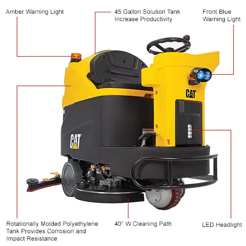 Cat® C40R Auto Ride-On Floor Scrubber, 40" Cleaning Path