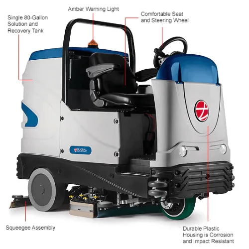 Thor Sweeper Recirculating Water Auto Ride-On Floor Scrubber, 34" Cleaning Path