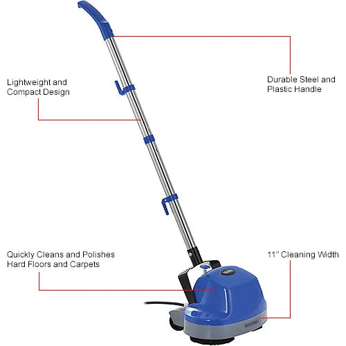 Global Industrial™ Mini Floor Scrubber With Floor Pads, 11" Cleaning Path