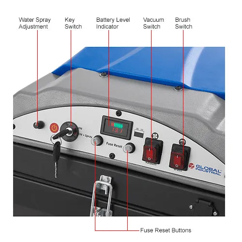 Global Industrial™ Auto Walk-Behind Sweeper, Battery Powered, 36" Cleaning Path