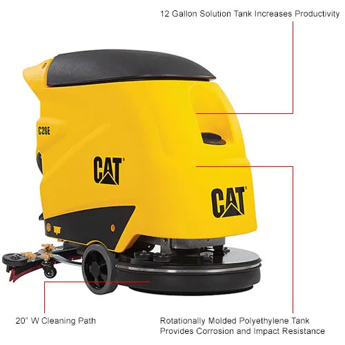 Cat® C20E Electric Walk-Behind Corded Auto Floor Scrubber, 20" Cleaning Path