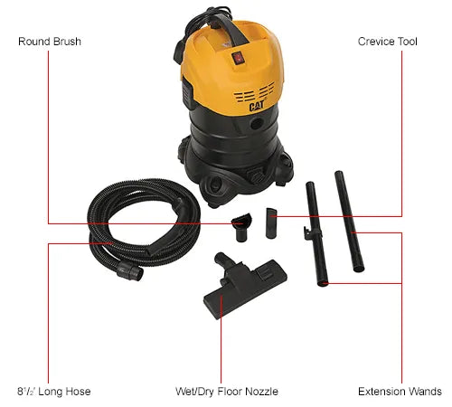 Cat® C06V Stainless Steel HEPA Wet/Dry Vacuum, 6.6 Gallon Cap.