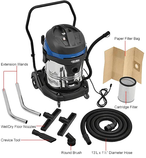 Stainless Steel Wet/Dry Vacuum, 16 Gallon Cap.