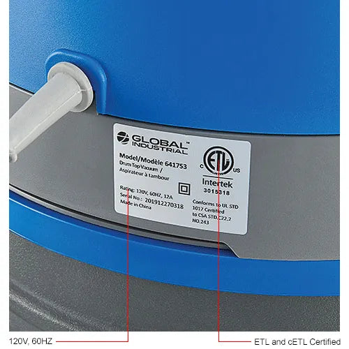Thor Sweeper Drum Top HEPA Wet/Dry Vacuum, 55 Gallon Cap.
