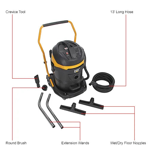 Cat® C16V Stainless Steel HEPA Wet/Dry Vacuum, 16 Gallon Cap.