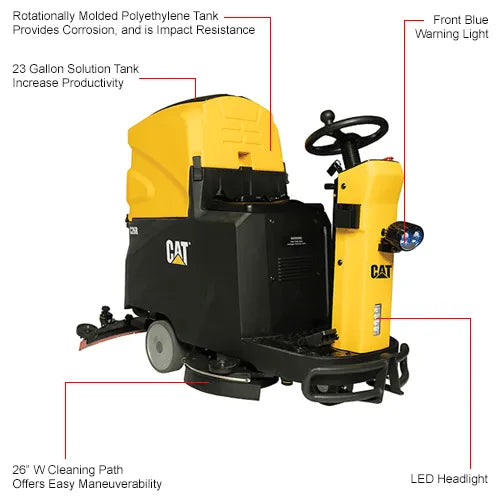 Cat® C26R Auto Ride-On Floor Scrubber, 26" Cleaning Path