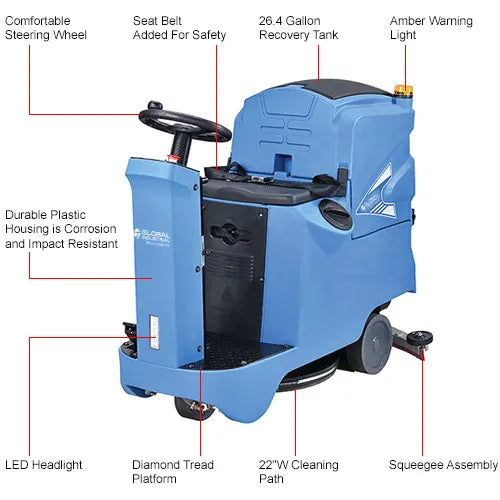 Thor Sweeper Auto Ride-On Floor Scrubber, 22" Cleaning Path