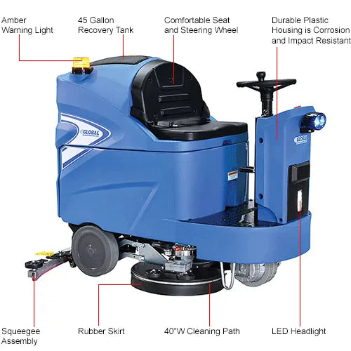 Thor Sweeper Auto Ride-On Floor Scrubber, 40" Cleaning Path