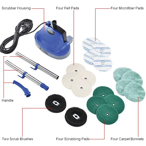 Global Industrial™ Mini Floor Scrubber With Floor Pads, 11" Cleaning Path