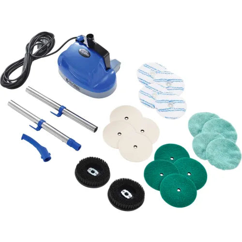 Global Industrial™ Mini Floor Scrubber With Floor Pads, 11" Cleaning Path