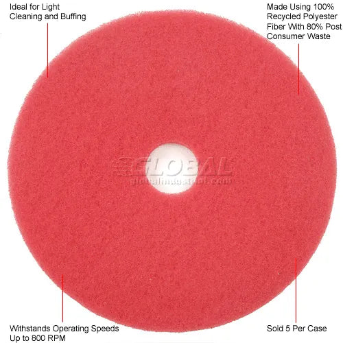 20" Buffing Pad, Red, 5 Per Case