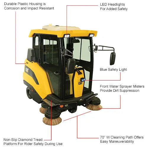 Cat® C70RX Ride-On Sweeper with AC Cabin, 70" Cleaning Path