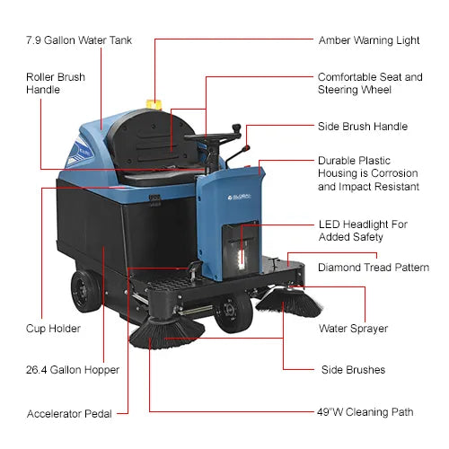Thor Sweeper Auto Ride-On Sweeper, 49" Cleaning Path