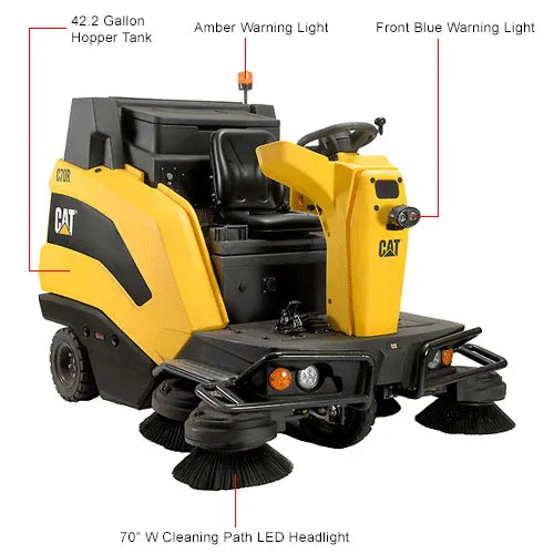 Cat® C70R Ride-On Sweeper, 70" Cleaning Path