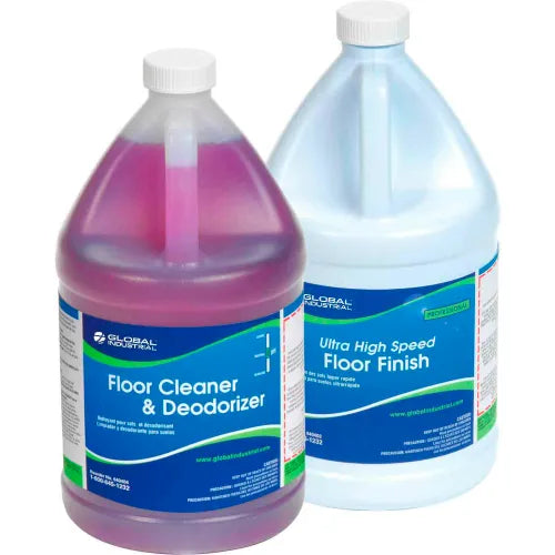 Floor Cleaning Kit, Floor Cleaner & Finish, 1 Gallon Bottles, 2/Case