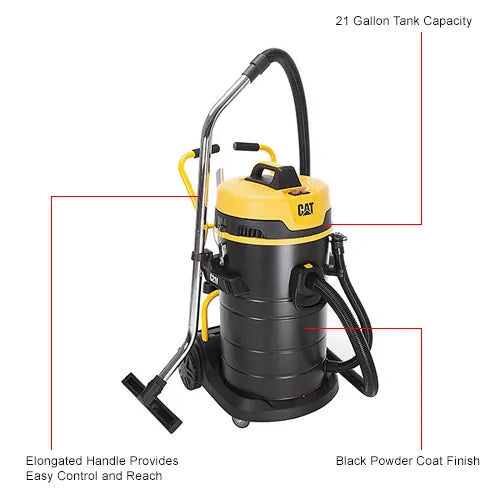 Cat® C21V Stainless Steel HEPA Wet/Dry Vacuum, 21 Gallon Cap.