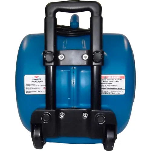 XPOWER Stackable Air Mover With Telescopic Handle & Wheels, 3 Speed, 1 HP, 3600 CFM